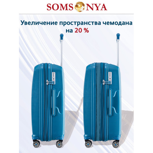 Комплект чемоданов M, S + кейс Somsonya ELITE TORONTO голубой
