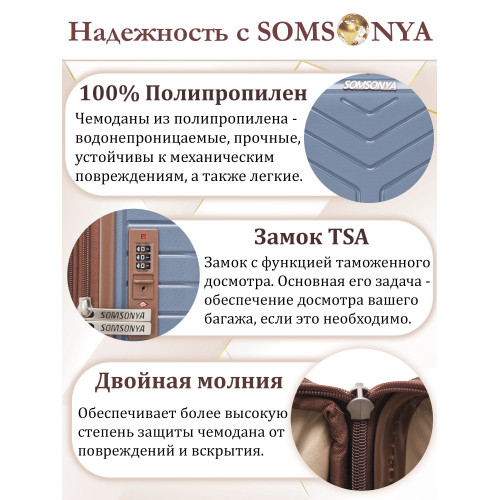 Комплект чемодан с кейсом SOMSONYA ELITE Dubai темно-голубой