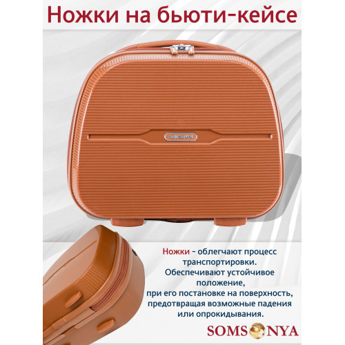 Комплект чемоданов M, S + кейс Somsonya ELITE TORONTO рыжий