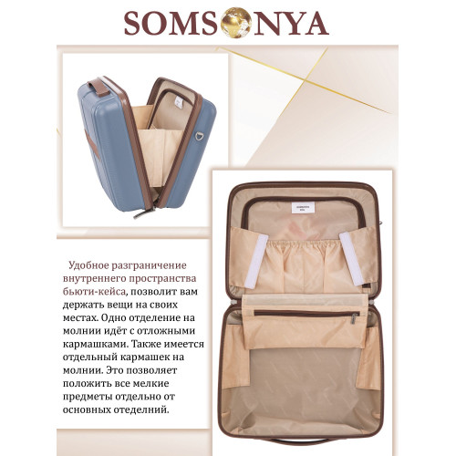 Комплект чемодан с кейсом SOMSONYA ELITE Dubai темно-голубой