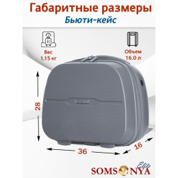 Бьюти кейс ручная кладь SOMSONYA ELITE серый