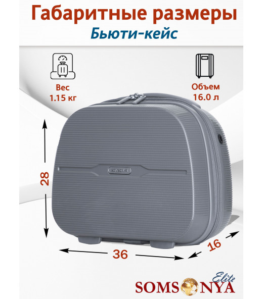 Бьюти кейс ручная кладь SOMSONYA ELITE серый
