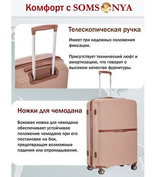 Комплект чемоданов M, S + кейс Somsonya ELITE VEGAS бежевый