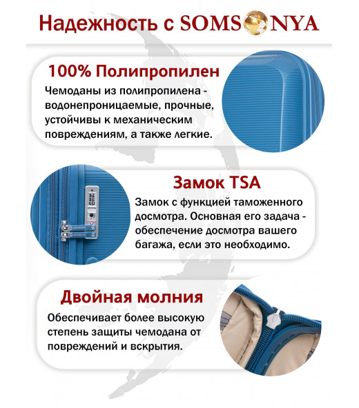 Чемодан S ручная кладь TORONTO ELITE голубой