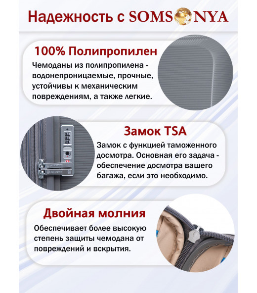 Комплект чемодан и кейс SOMSONYA ELITE TORONTO серый