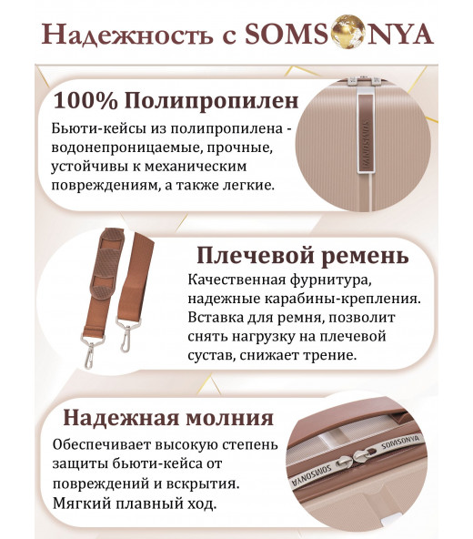 Комплект чемоданов Somsonya AT 3 шт бежевый