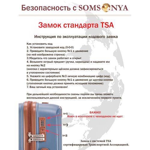 Комплект чемодан S + бьюти‑кейс Somsonya Vegas темно-голубой